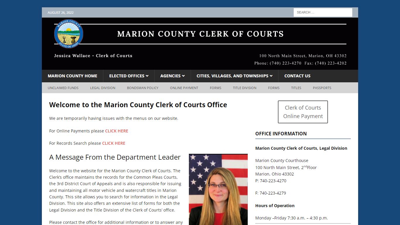Jessica Wallace – Clerk of Courts - Marion County, Ohio